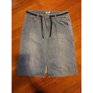 Old Navy Blue Jeans‎ Denim Skirt Size 14 Front Slit y2k Cotton Blue Straight